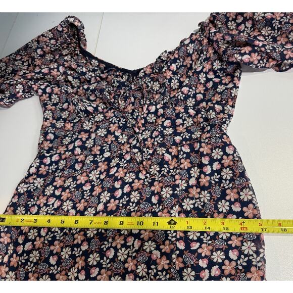 VTG Y2K Juniors Babydoll Dress Sz 7 Floral Puff Sleeve Milkmaid Peasant Fairy - Picture 6 of 10